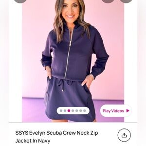 SSYS Evelyn Navy Scuba Crew Neck Zip Jacket